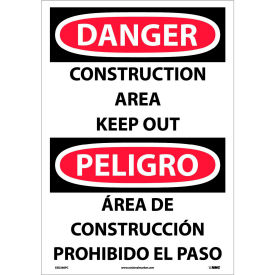 NMC™ Bilingual Vinyl Sign Danger Construction Area Keep Out 14