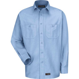 Wrangler® Men's Canvas Long Sleeve Work Shirt Light Blue Regular-S-WS10LBRGS WS10LBRGS