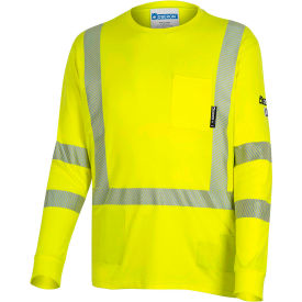 Oberon™ Men's Lightweight Long Sleeve Flame Resistant Safety Shirt M HI-Vis Yellow ZFI306-M