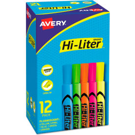 Avery® HI-LITER Desk-Style Highlighters Assorted Ink & Barrel Colors Chisel Tip Dozen 98034