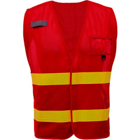 GSS Safety Incident Command Vest- Red Vest w/Lime Prismatic Tape One Size Fits All 3114*****##*