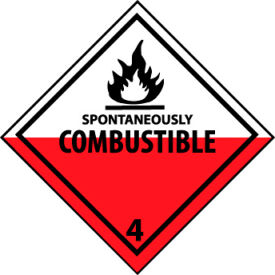 NMC™ Dot Spontaneously Combustible 4 Placard Sign Pressure Sensitive Vinyl DL48P
