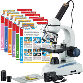 AmScope 40X-1000X 360-Degree Rotating Monocular Head Microscope with USB Camera & Experiment Cards M158C-EXCL1-E