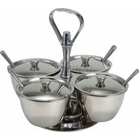 Winco RS-4 4 Unit Relish Server Holds 4 Canisters Stainless Steel - Pkg Qty 6 RS-4