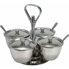 Winco RS-4 4 Unit Relish Server Holds 4 Canisters Stainless Steel RS-4 - Pkg Qty 6