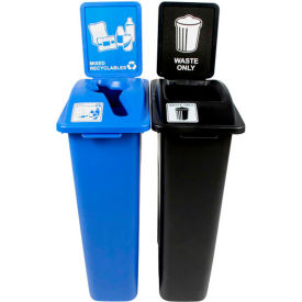 Busch Systems Waste Watcher Double - Waste & Mixed Recyclables 46 Gallon Blue/Black - 101050 101050