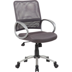 Boss Mesh Back Office Chair with Arms - Fabric - Mid Back - Charcoal B6416-CG