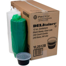 Pactiv Evergreen Newspring DELItainer Microwavable Container 12 oz. Cap. Black/Clear 240/Carton YL2512B