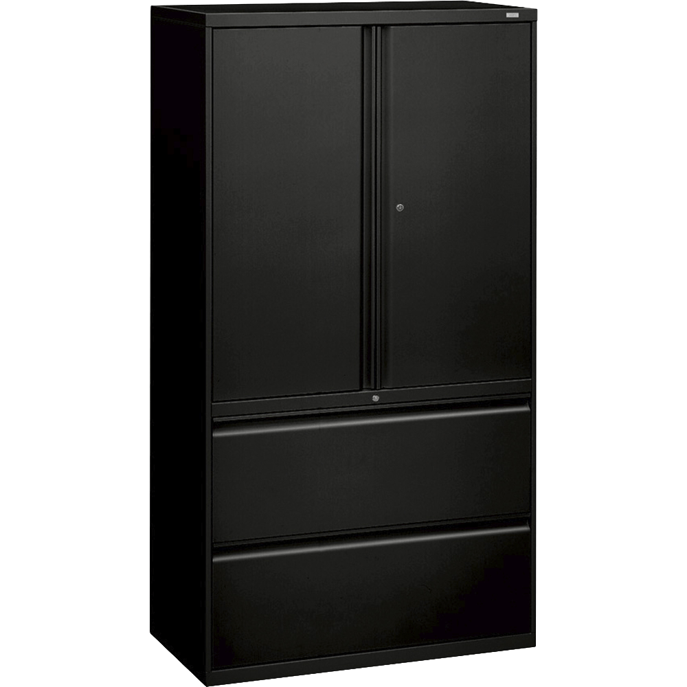 HON 800 Series Storage Cabinet With Lateral File, 36in Wide, Black MPN:885LSP