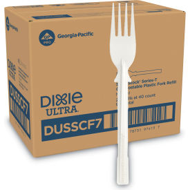 Dixie® SmartStock Heavyweight Forks Plastic Natural 40/Pack 24 Packs/Carton DUSSCF7