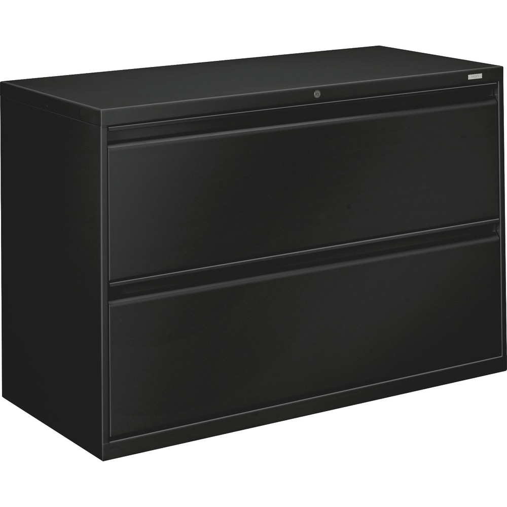 HON Brigade 800 42inW x 19-1/4inD Lateral 2-Drawer File Cabinet, Black MPN:892LP