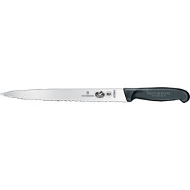 Victorinox 10 Slicer Knife Semi-flexible Pointed Serrated Blade Black Fibrox Handle 40546 5.4433.25 - Pkg Qty 10