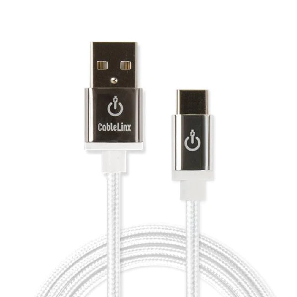 Limitless Innovations Cablelinx Elite USB Type-C To USB Type-A Braided Cable, 6ft, White, USBC-A72-002-GC (Min Order Qty 3) MPN:USBC-A72-002-GC