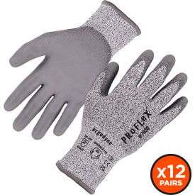 Ergodyne® Proflex 7030 Cut Resistant Gloves Polyurethane Coated ANSI A3 M Gray 12 Pairs 10453