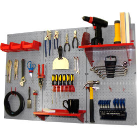 Wall Control Pegboard Standard Tool Storage Kit Gray/Red 48