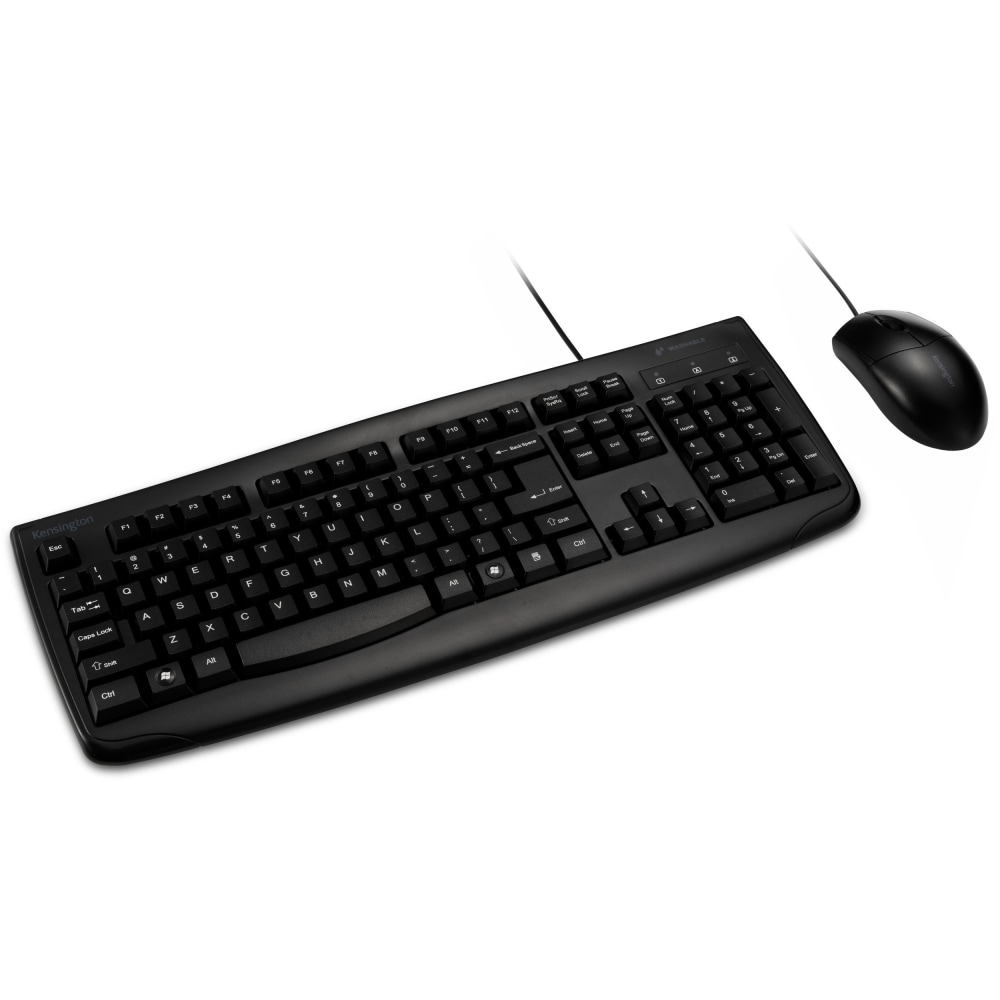 Kensington Pro Fit Washable Wired Desktop Set - USB Cable Keyboard - 104 Key - USB Cable Mouse - Optical - 70316 MPN:70316