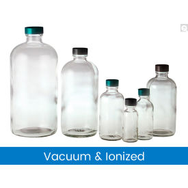 Qorpak® 1oz Boston Round Bottle w/20-400 Green Thermoset F217 & PTFE Lined Cap Vacuum 48PK GLC-01085