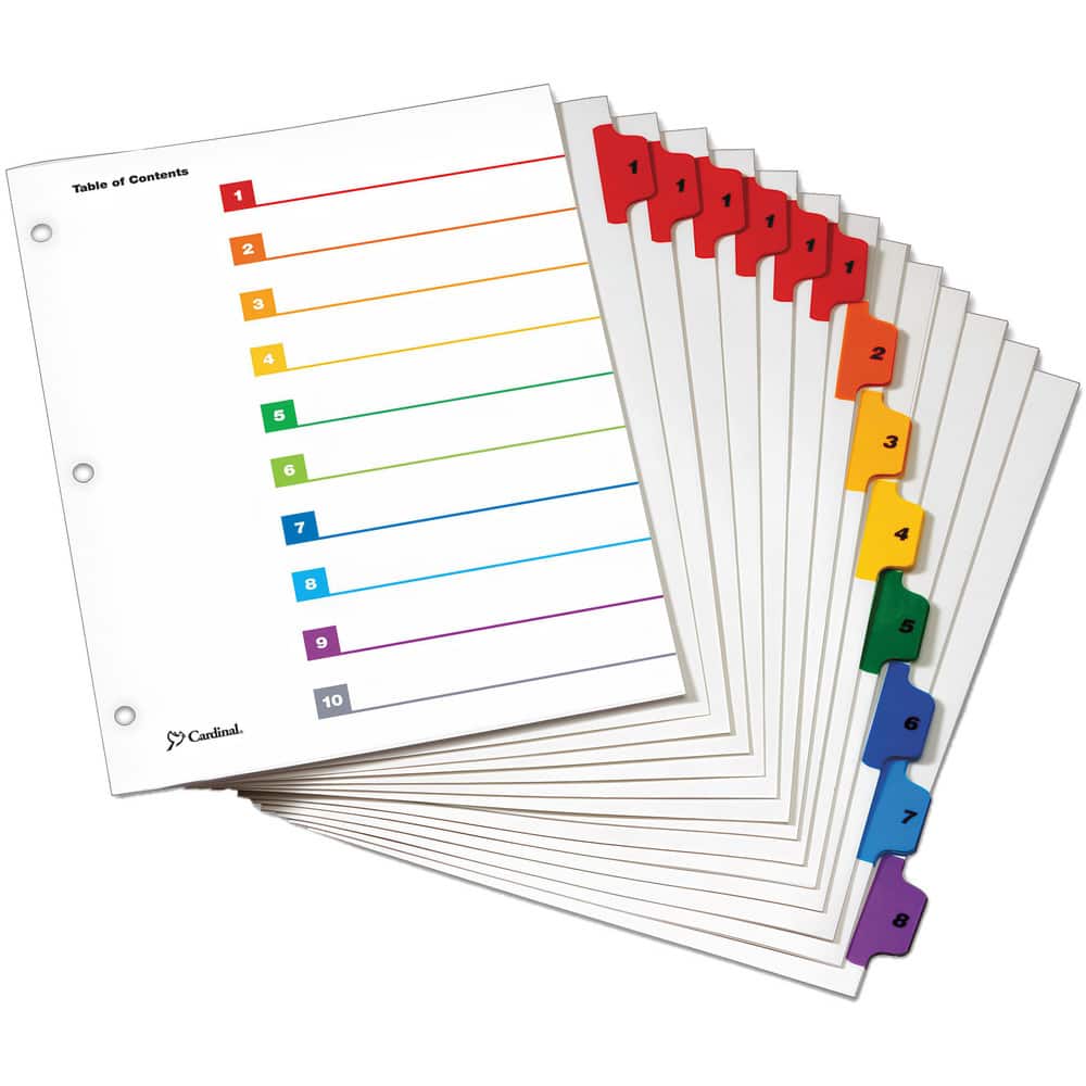 Tabs, Indexes & Dividers, Tab Type: 8-Tab , Color: White , Overall Height: 11in , Overall Width: 9  MPN:CRD60828