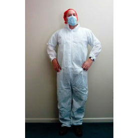 SMS Coverall Elastic Wrists & Ankles Zipper Front Single Collar White XL 25/Case CVLSMSREG-E-XL