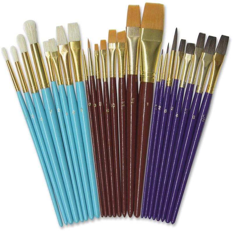 Creativity Street Deluxe Brush Assortment - 24 Brush(es) Natural Wood - Aluminum Ferrule (Min Order Qty 4) MPN:5134