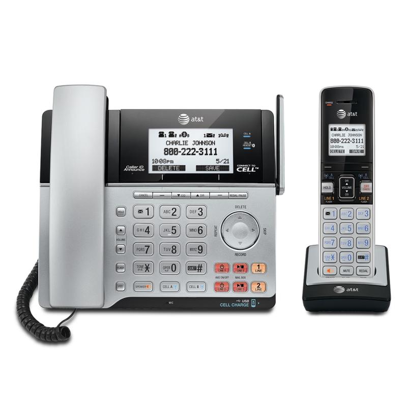 AT&T TL86103 DECT 6.0 2-Line Corded/Cordless Phone System With Bluetooth Connect To Cell MPN:TL86103