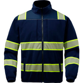 GSS Onyx Enhanced Visibility Full Zip Jacket Polyester Fleece Navy 3XL 7552-3XL