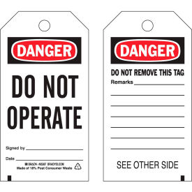 Brady® 65367 Danger Do Not Operate Tag 2 Sided 25/Pkg Polyester 3