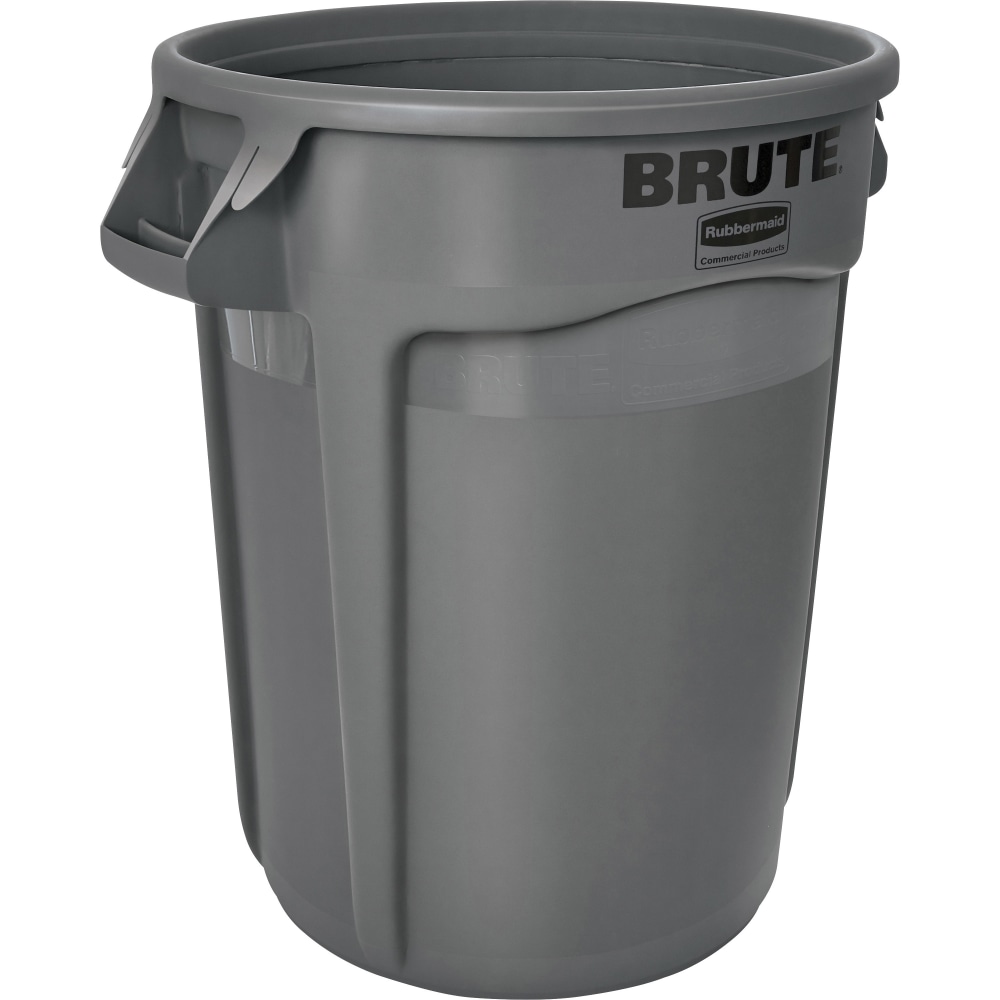 Rubbermaid Commercial Brute 32-Gallon Vented Containers, 32 gal Capacity, Round, 27.3inH x 21.9in Diameter, Plastic, Gray, 6 / Carton MPN:263200GYCT