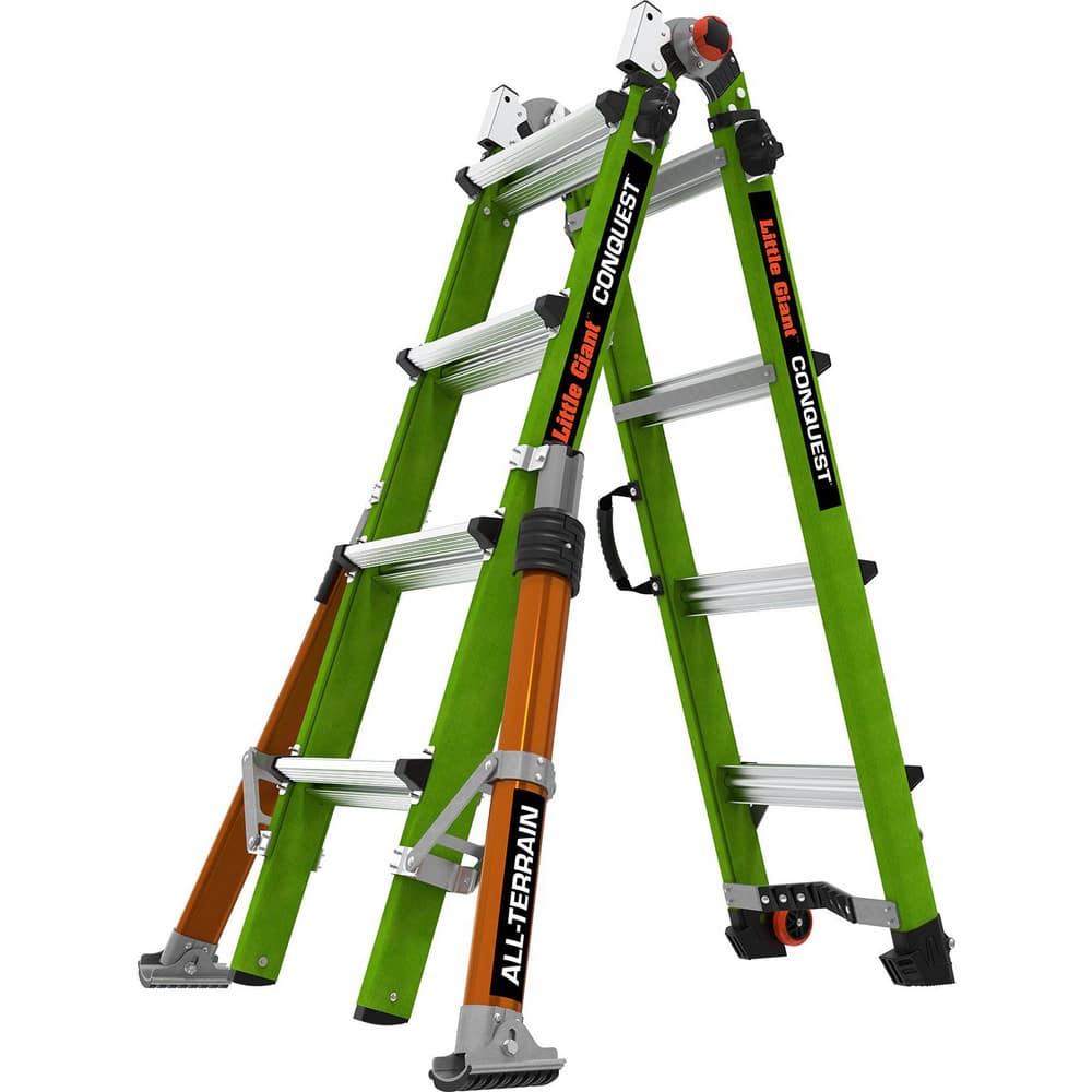 Extension Ladders; Ladder Type: Multi-Use Telescoping Ladder; Load Capacity (Lb. - 3 Decimals): 300.000; Working Length (Feet): 15; Body Material: Fiberglass; Foldable: Yes; Color: High-Visibility Green MPN:17107-001