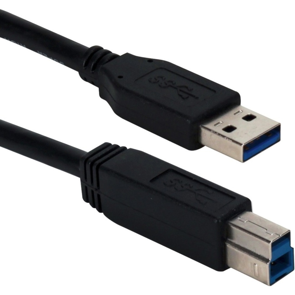 QVS 3ft USB 3.0/3.1 Compliant 5Gbps Type A Male To B Male Black Cable - First End: 1 x Type A Male USB - Second End: 1 x Type B Male USB - 5 Gbit/s - Shielding - Black (Min Order Qty 7) MPN:CC2219C-03BK