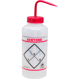 Bel-Art Safety-Labeled 2-Color Acetone Wide-Mouth Wash Bottles 1000ml (32oz) PE w/Red PP Cap 6Pk 116462232