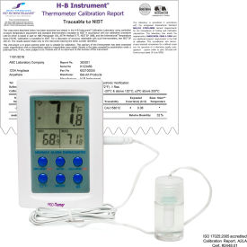 H-B Calibrated Dual Zone Electronic Verification Thermometer -50/70C and 0/50C Freezer Calibration 602100500