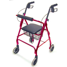 DMI Freedom Lightweight Folding Aluminum Rollator Walker Burgundy 501-1012-0700