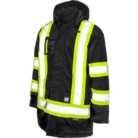 Tough Duck Men's Poly Oxford Lined Safety Parka Jacket L Black S17611-BLACK-L