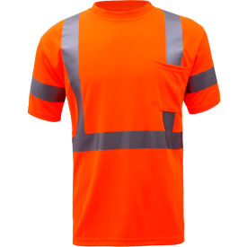 GSS Safety 5008 Class 3 Hi-Viz Moisture Wicking Birdseye Short Sleeve T-Shirt Orange S 5008-S