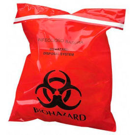 Red Biohazard Waste Stick-On Bags 2 mil 9