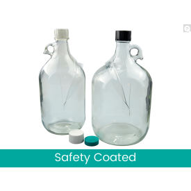 Qorpak® 84oz Safety Coated Clear Jug w/38-439 White PP F422 HDPE Foam Cap 6PK GLC-02234