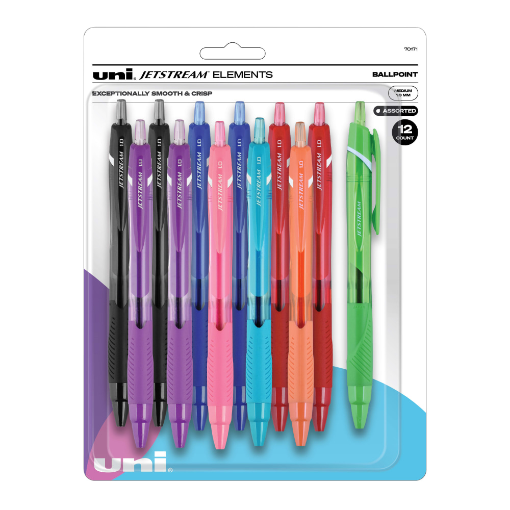 Uni-ball JETSTREAM ELEMENTS - Ballpoint pen - assorted colors - 1 mm - medium - retractable (pack of 12) MPN:70171