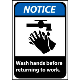 Notice Sign 14x10 Rigid Plastic - Wash Hands Before Returning To Work NGA7RB