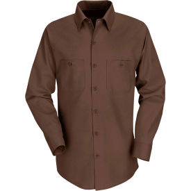 Red Kap® Men's Industrial Work Shirt Long Sleeve Chocolate Brown Long-L SP14 SP14CBLNL