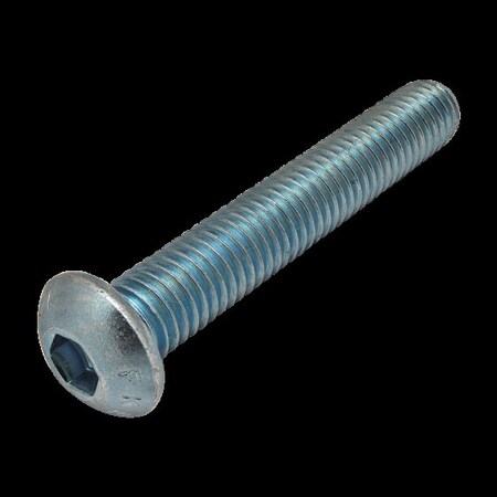 M8-1.25 Socket Head Cap Screw, Button, Blue Zinc Plated Steel, 50 mm Length MPN:13-3946
