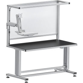 80/20® Electric Adjustable Height Workbench 60W x 30D Silver HDPE Beveled Edge Top Q-104931