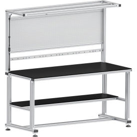 80/20® Shelf Workstation 72W x 30D Silver HDPE Beveled Edge Top Q-104932
