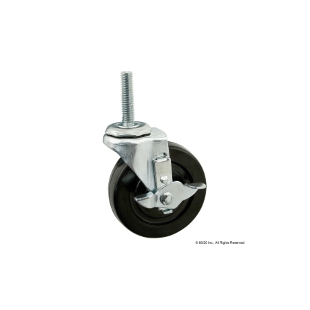 Swivel Caster, 3/8-16 Stem, Brake, 3