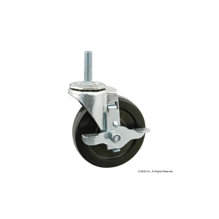 Swivel Caster, 7/16-14 Stem, Brake, 4