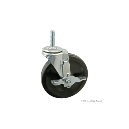 Swivel Caster, 7/16-14 Stem, Brake, 5