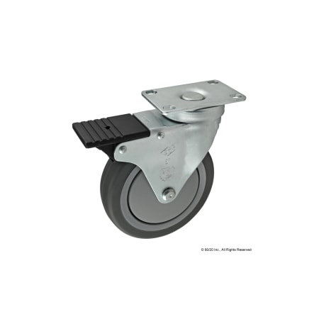Flange Mount, Swivel Caster, Brake, 5