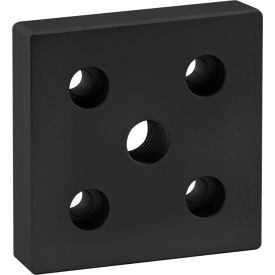 80/20® 40 Series 5 Hole Offset Tap Base Plate w/ M16 Corner Tap Black Anodize 40-2145-BLACK