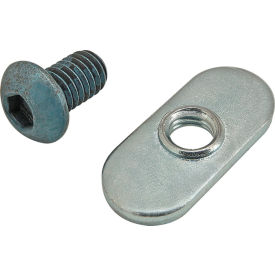 80/20® M6 x 10mm Blue BHSCS with Slide-In Economy T-Nut - Centered Thread Bright Zinc 75-3404