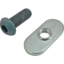 80/20® M6 x 16mm Blue BHSCS with Slide-In Economy T-Nut - Centered Thread Bright Zinc 75-3406